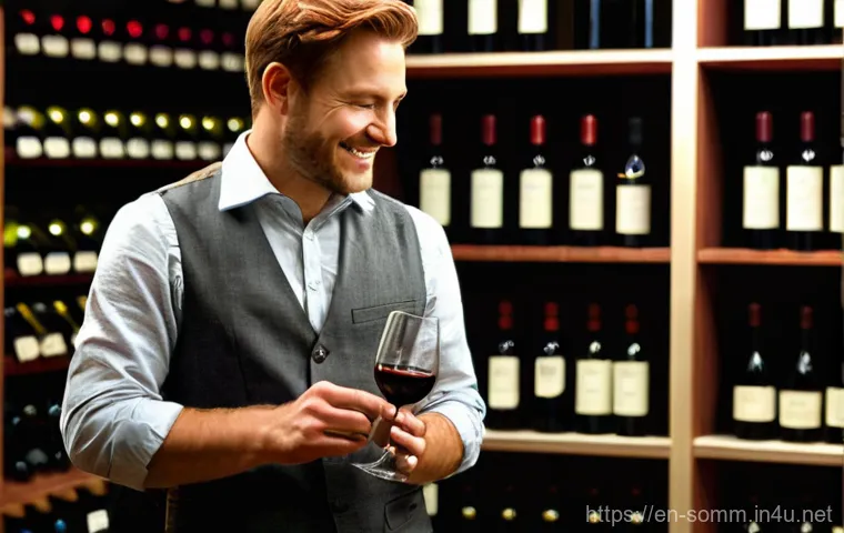 소믈리에의 와인 추천 노하우 - **Prompt 1: The Guiding Hand in a World of Wine**
    "An elegant, well-lit wine shop interior, fill...