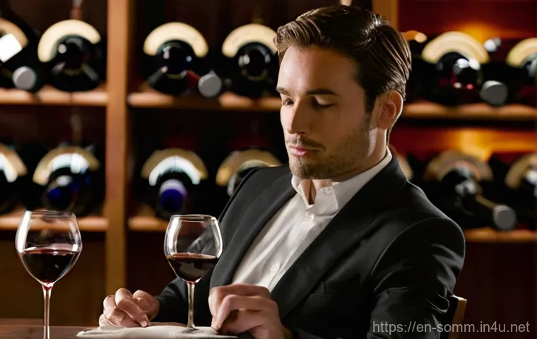 소믈리에로서 성장하는 법 - **Prompt 1: The Focused Palate - Sommelier in Blind Tasting**
    "A professional sommelier, a perso...