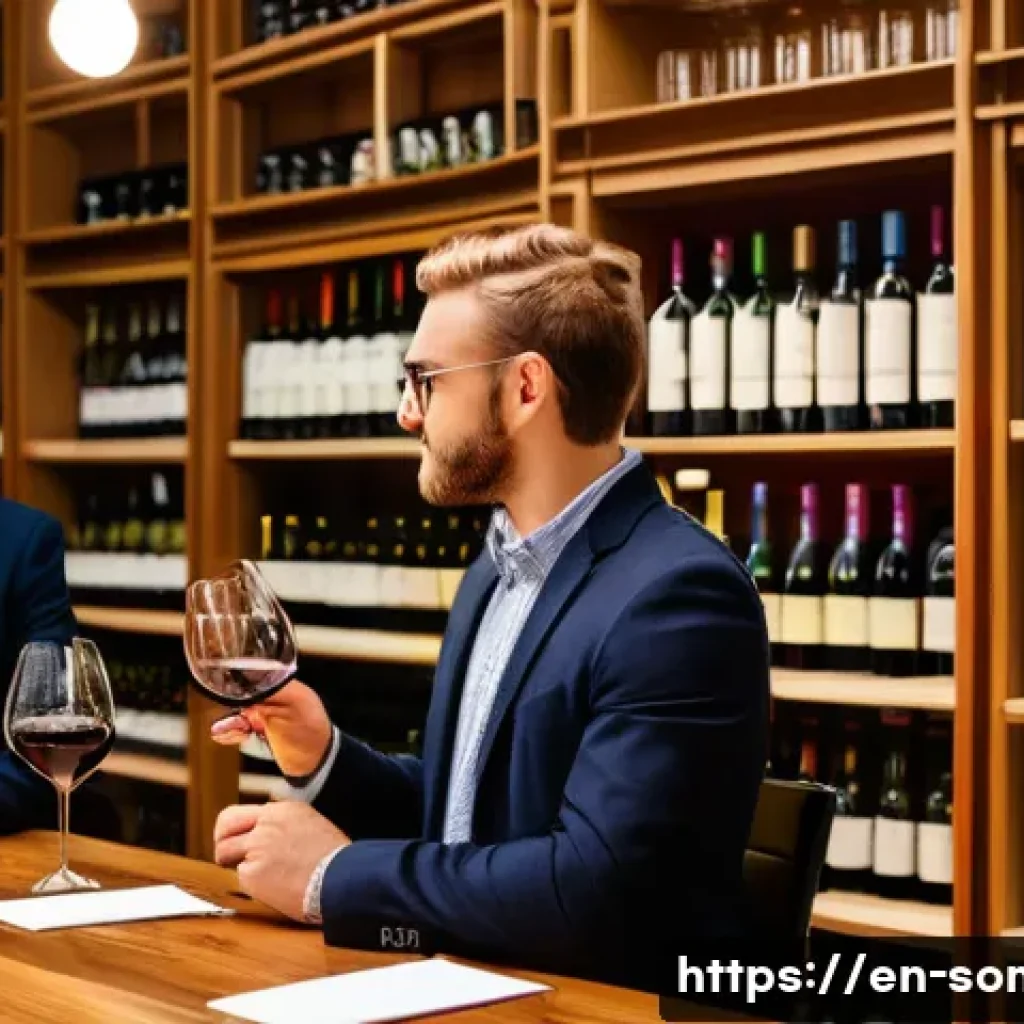 소믈리에 자격증 관련 학원 추천 - A sophisticated wine classroom setting featuring a diverse group of adult students attentively parti...