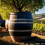 와인 시장에서의 새로운 트렌드 - A vibrant biodynamic vineyard scene in early autumn, showing lush grapevines thriving on rolling hil...