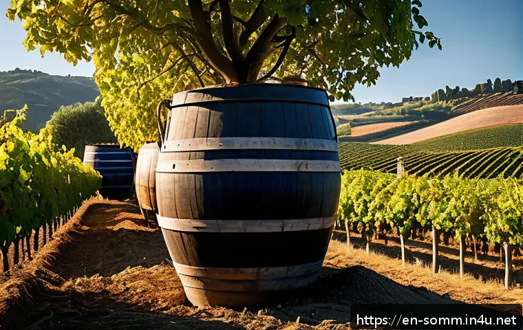 와인 시장에서의 새로운 트렌드 - A vibrant biodynamic vineyard scene in early autumn, showing lush grapevines thriving on rolling hil...